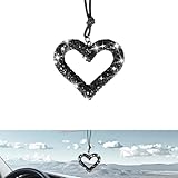 yorpyep Bling Heart Car Hanging Accessories, Sparkling Diamond Rearview Mirror Decorative Pendant, Multifunctional Charm Jewelry for Car Door Backpack, for Most Cars Home Necklace (Black)