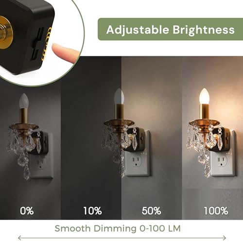 Image of L LOHAS LED Flameless Candle Night Light, 2 Pack Night Lights Plug into Wall, LED Candle Night Light with Light Sensor, 0-100LM Dimmable Nightlight, Vintage Decorative Night Lights for Dinning Room
