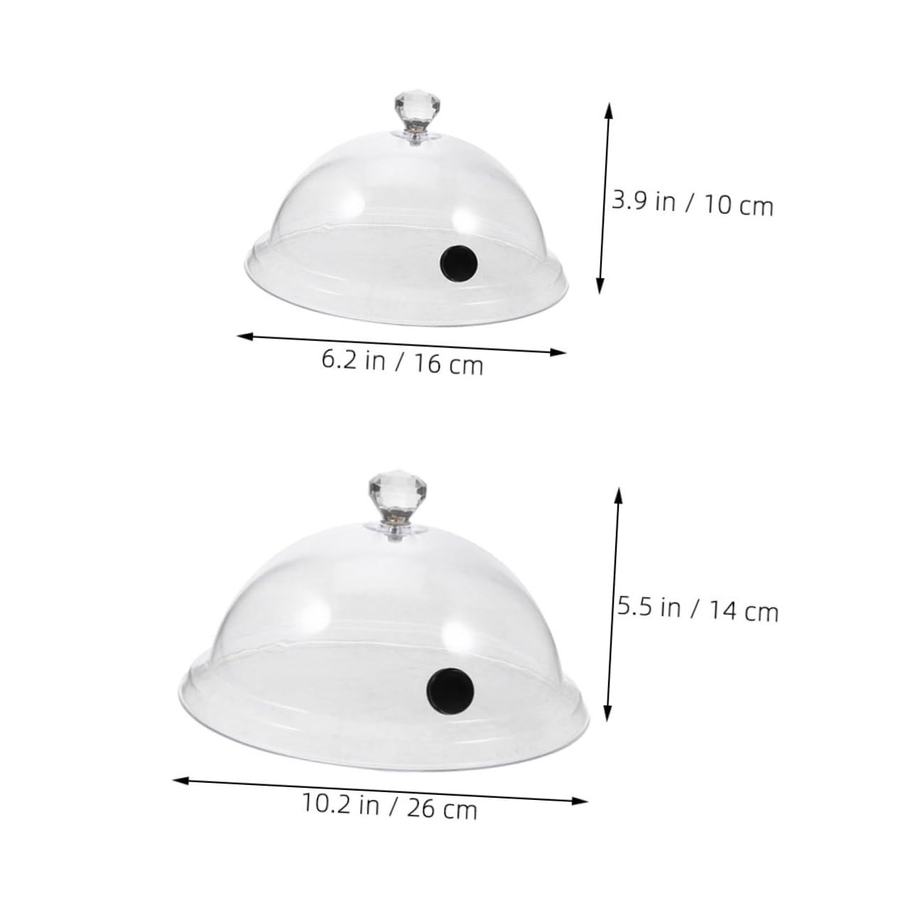 COLLBATH 2pcs Transparent Acrylic Smoking Dome Cover Protective Cake Stand for Desserts Fruits More Heat Cold Resistant Stylish Easy to Clean for Food Display Supplies