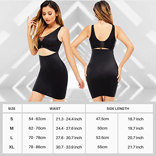 High Waist Shapewear Half Slips For Women Under Dresses High Waist Shapewear Tummy Control Skirt Slimming Body Shaper Black #TOP3