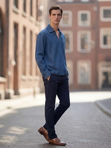 Image of GRECIILOOKS Men's Full Sleeve Regular Fit Casual Denim Shirt | Cotton Shirts for Man |Stylish Trendy Shirt for Men