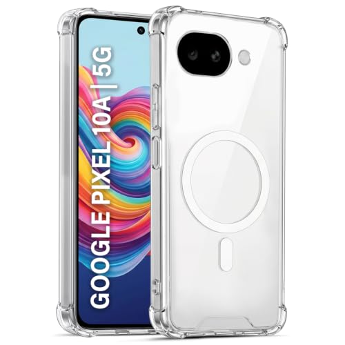 Image of TRUEUPGRADE Back Cover for Google Pixel 10A Non Mag-Safe Transparent PC + TPU Bumper Case with Magnetic Print Shockproof Protection (Transparent Mag-Safe)