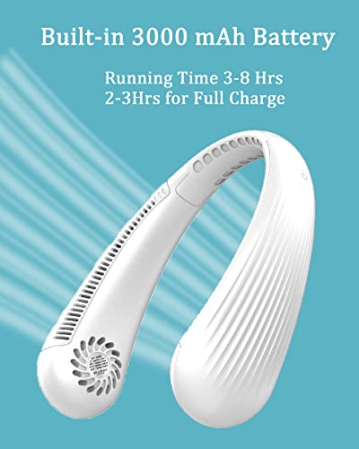 Aeergured Portable Neck Fan 2 Pack, Hands Free Personal Bladeless Fan With 3 Speeds, Adjustable Usb Neckband Fans Battery Operated Wearable Fan, 360° Cooling Rechargeable Hanging Neck Fan #TOP5
