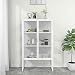 Leepesx Aparador, Aparador Cocina, Aparadores para Salon, Mueble Salon, Mueble Cafetera, Mueble Buffet, Alacenas Y Vitrinas, de Acero y Cristal Templado Blanco 80x35x135 cm