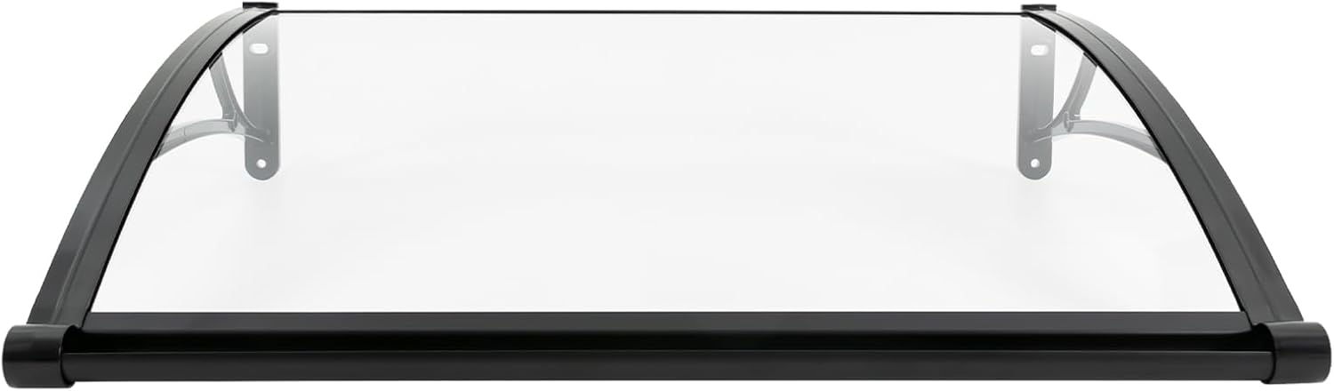 Metal Window Door Awning Canopy, 40" x 30" Front Door Overhang Awning for Sun Shutter, UV, Rain, Snow Protection, Aluminum Alloy Bracket Polycarbonate Board (Black+Clear)