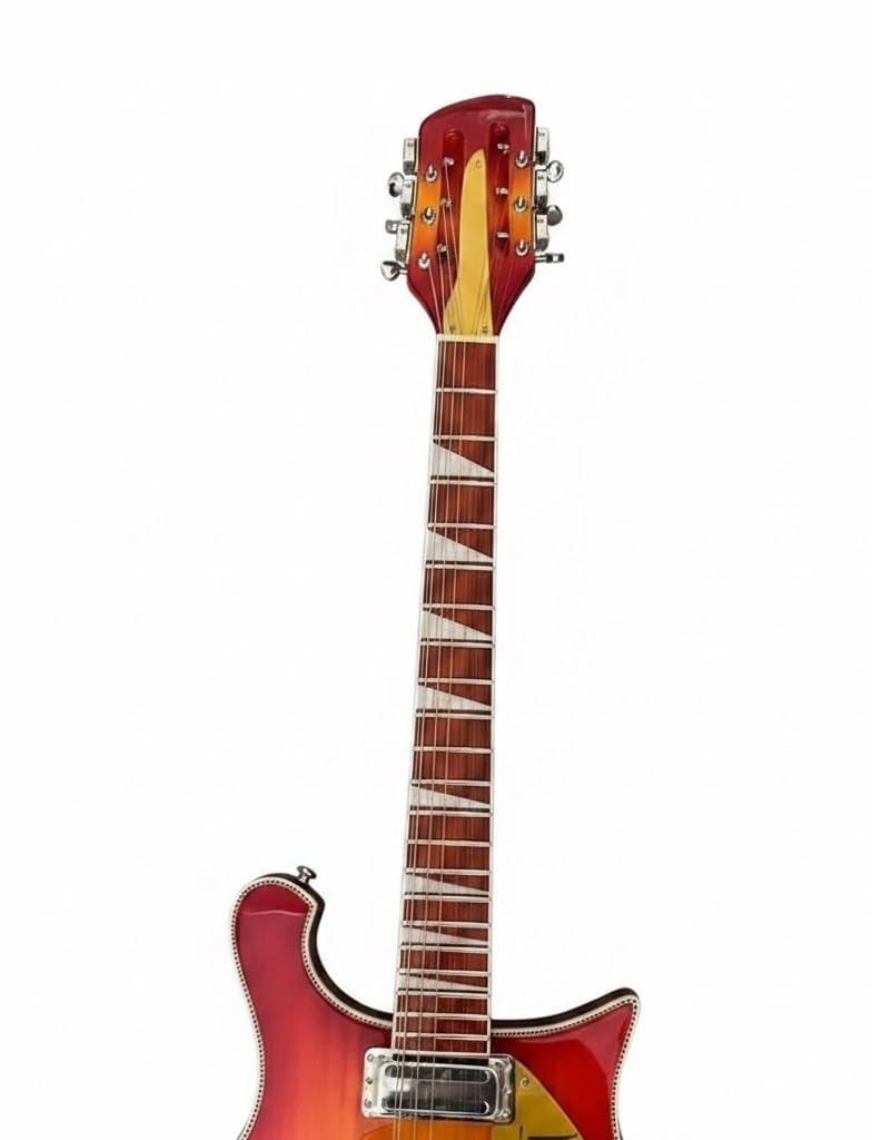 Chitarre elettriche a corpo solido a 12 corde, chitarra elettrica Fireglo Sunburst con pickup e intarsi triangolari, Guitarra Electrica for rock classico studio, 39 pollici