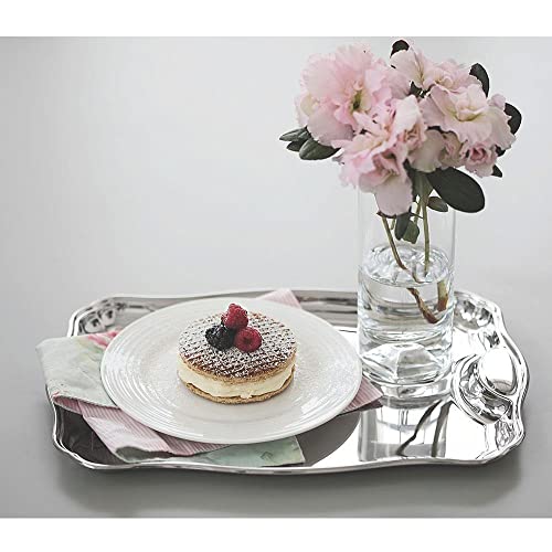 Tramontina 61440350 Bandeja Retangular em Aço Inox com Alças, Prata, 34 X 24 cm