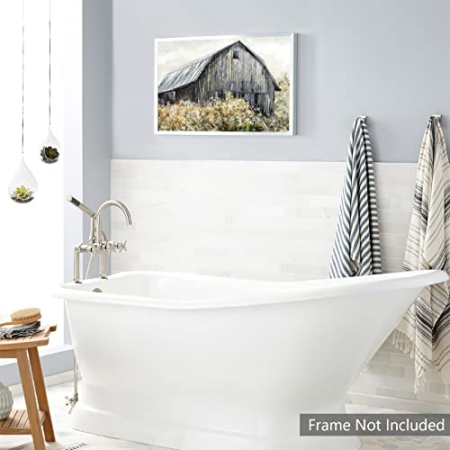 Selitiyer Rustic Bathroom Wall Art Farmhouse Barn Wall Decor Old Barn Poster Country Painting Canvas Art Bedroom Pictures For Wall Home Decor For Living Room Office 24X16 Inch No Frame #TOP6