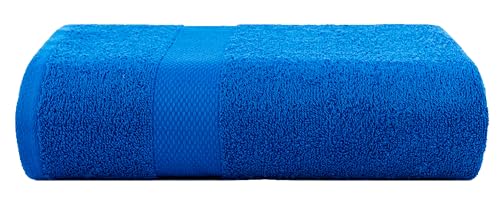 Image of Casa Copenhagen, Super Soft Feather Lite Collection 2 Pieces 100% Cotton Large Bath Towel (Size : 75 x 150 cm) - Electric Blue & Purple Rose