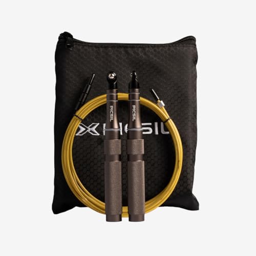 PICSIL Rook - Comba de Saltar de Alta Velocidad con Mango de Aluminio Ergonómico, Doble Rodamiento y Cable de Acero Ajustable - para Fitness, Boxeo y Entrenamientos Intensos - Color Slate