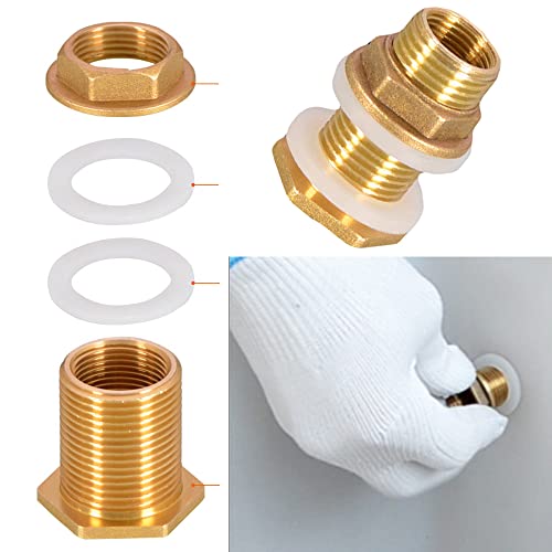 Water Tank Connector, Brass Bulkhead Fitting Adapter Pipe Thread Garden Water Hose Connectors for Rain Barrel Aquarium - Image 4