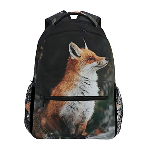 Hunihuni Wild Forest Beautiful Fox Durable Backpack College School Book Shoulder Bag Daypack for Boys Girls Man Woman