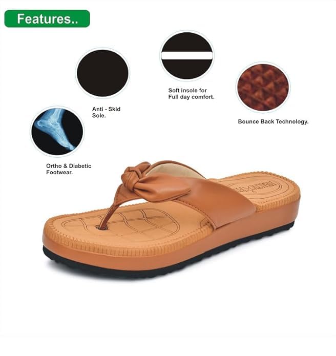 Image of HEALTH FIT Orthopedic with Super Extra Soft Ortho Care Anti-Skid Doubleu Flip-Flops for women Slippers /Doctor Chappal & Footwear HF330