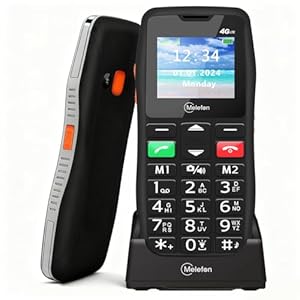 Melefon 4G Seniorenhandy mit SOS-Taste,Seitlicher Schieber zum Entsperren,Großtastenhandy mit Kurzwah |USB-C mit Ladestation |1,77 Zoll Farbdisplay |1000 mAh Akku Lange Standby-Zeit