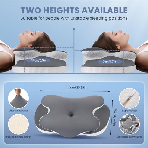 JINXIA Memory Foam Kissen,Nackenkissen Kopfkissen Ergonomisches Orthopädisches Nackenstützkissen für Seiten-,Rücken- und Bauchschläfer