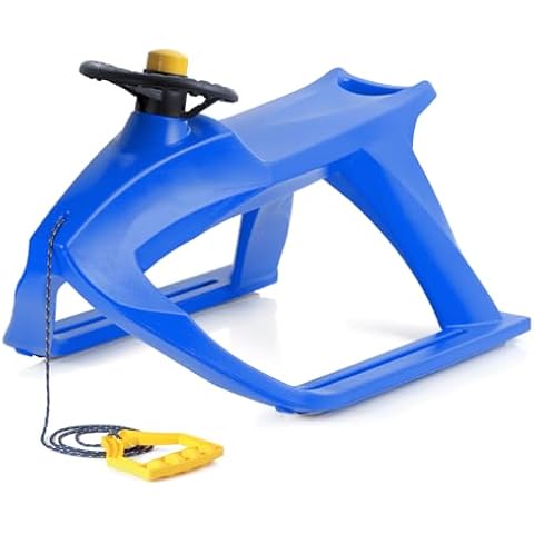 ArcticThrill Snow Sled for Kids - FrostRide Sledge - Toboggan with Pull Rope and Decorative Steering Wheel; Outdoor Plastic Winter Sleigh for Toddlers & Kids Cover