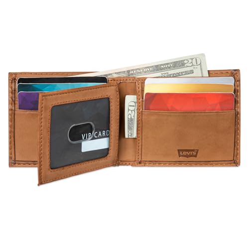 Levi's Men's RFID Extra Capacity Slim Bifold Wallet with Multiple Card Slots