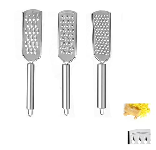 Râpe à Fromage et Zesteur en Acier Inoxydable,Set de 3 Râpes de Cuisine Multifonction pour Légumes,Citron,Gingembre,Lames Plates et Demi-Rondes,Anti Rouille,Vaisselle avec Trou de Suspension