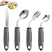 4Pcs Adaptive Utensils for Elderly, Weighted Adaptive Eating Utensils, Adaptive Utensils Set Non-Slip Handles for Hand Tremors Seniors Arthritis Parkinson’s (Left-Handed, Grey)