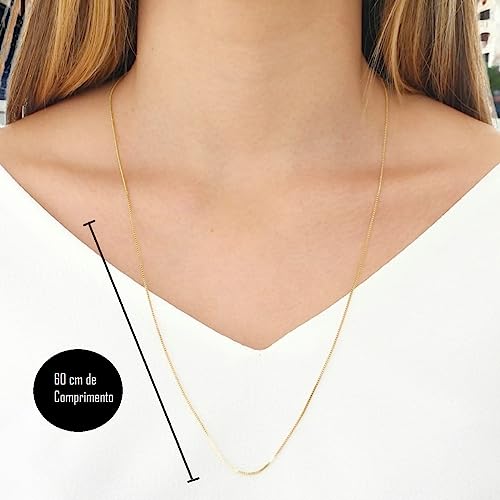 Correntinha Veneziana Fina Banhada A Ouro Unisex 60 Cm