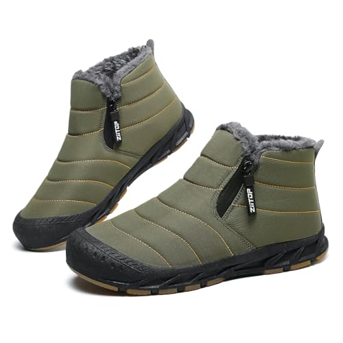 Mens Waterproof Warm Ankle Zipper Boots