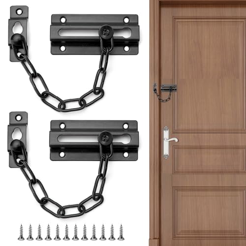 APOMOONS Lot de 2 chaînes de porte en acier inoxydable avec vis - Chaîne de porte intérieure - Chaîne de porte d'entrée - Chaîne de sécurité antivol - Pour hôtel, famille, portes intérieures