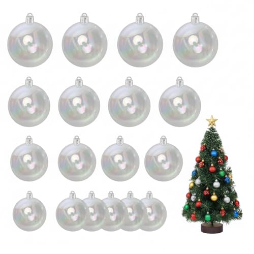 Clear Plastic Christmas Ball Ornaments Iridescent Christmas Tree Decorations Mini Clear Classic Christmas Balls Hanging Ornaments for Halloween DIY Bubbling Cauldron Pot Holiday Party (18)