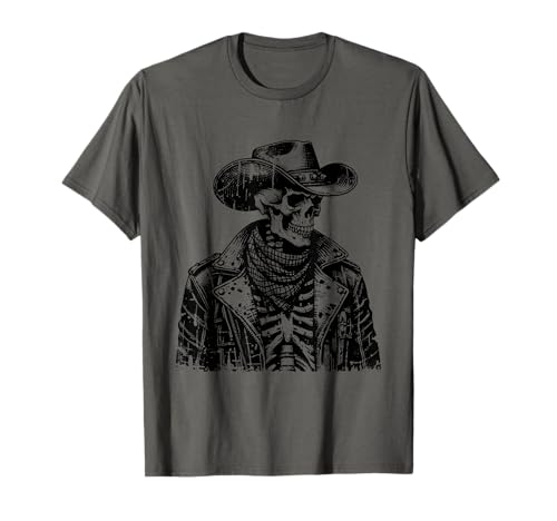 Vintage Squelette Cowboy Western Gothique Goth Dark Esthétique T-Shirt