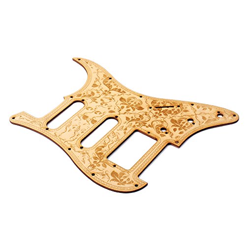 KKmoon SSH Guitarra de madeira Pickguard Maple Wood com padrão de flores decorativas para guitarras