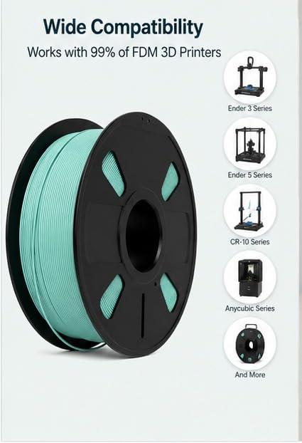 Image of PLA 3D Printer Filament 1.75mm, 1kg Spool (2.2 lbs) - UV /Heat /Weather Resistant, Strong Layer Bonding, Smooth Printing, Low Odor, Outdoor Functional Prototypes, FDM Compatible (pacific teal, 200 Gram)