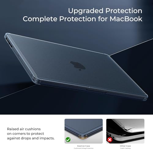 Image of EooCoo Compatible for MacBook Air 13 inch Case M5 M4 M3 M2 2026 2025-2022, Crack-resistant Corners,True-to-Device Matte Texture,Hard Shell Laptop Cover for 13.6 inch A3449 A3240 A3113 A2681, Midnight Blue