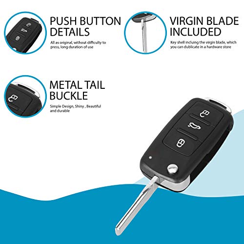 PHONILLICO Sleutelbehuizing voor VW, Skoda en Seat modellen met 3 toetsen afstandsbediening - Afbeelding 5