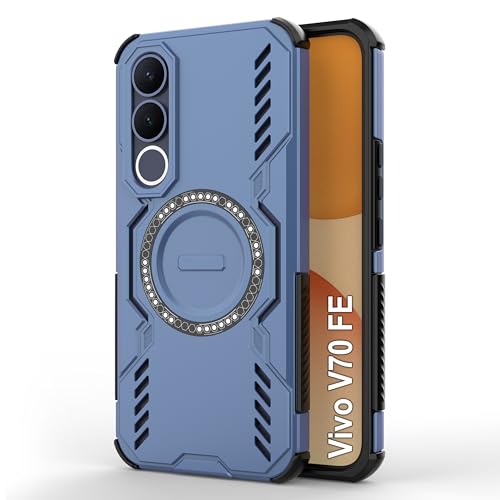 Image of Zapcase Back Case Cover for Vivo V70 FE | Magnetic Case with Built-in Metal Ring | Supports MagSafe Charger, Wallet & Car Mount | Shockproof Hybrid PC + TPU | Blue