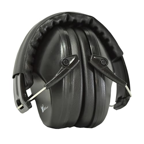 Earmuffs hearing protection with low profile passive folding design 26dB NRR and reduces up to 125dB, black