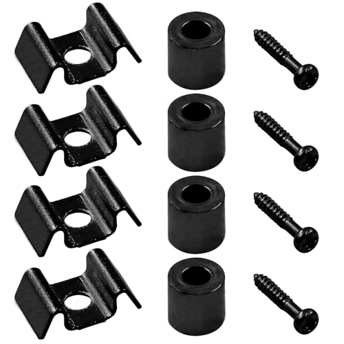 Hordion 4 Sets Guitar String Trees String Retainer, Black Guitar String Guide with Screws for Fender Strat Tele Guitar Bass Parts Replacement
