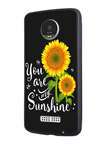Moto Z Force Case, Moto Z Force Droid Case, Slim Anti-Scratch TPU Rubber Protective Case Cover for Motorola Moto Z Force - Sunflower, You are My Sunshine