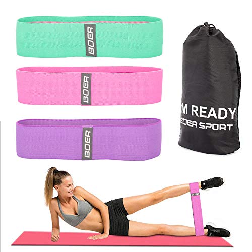 Resistance Fitness Bands for Legs and Butt, Exercise Bands Set of 3 Workout Exercise Hip Bands Non-Slip Bands for Squats, Deadlifts, Yoga, Sport