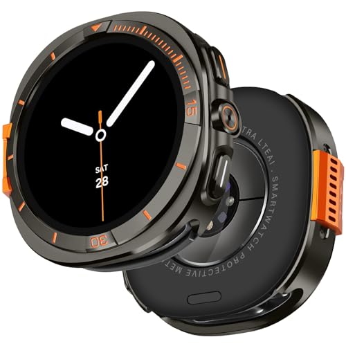 Coque Galaxy Watch 8 44mm en métal premium, étui protecteur robuste bicolore graphite