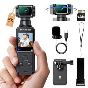 BOBLOV 5K Body Camera with Microphone, W5 Vlogging Camera, 5K/15FPS and 4K/60FPS with 270° Rotating Lens, External Mic Support, Clip/Strap Options, EIS Stabilization for Meeting, and Daily Use