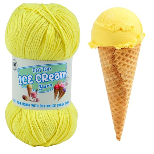 Image of NESTNHAVEN Cotton Ice Cream Yarn - (100g, 250m)- Luxury Yarn for Amigurumi, Embroidery, Toys, Garments, Flowers and Hobby Projects (Neon Yellow)