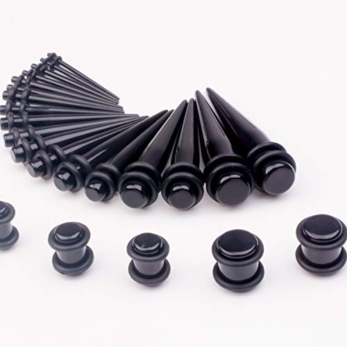image for CABBE KALLO 50 Pcs 14G-00G Ear Stretching Kits Acrylic Tapers Plugs & 
