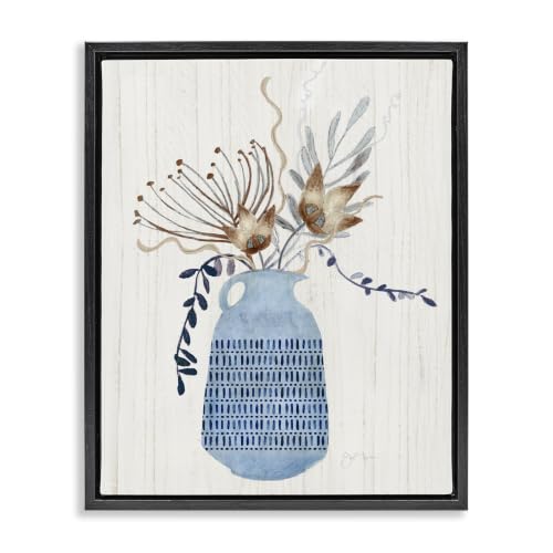 Pleasant Blue Vase Boho Botanicals, 16 x 20 Inch Canvas in Floater Frame
