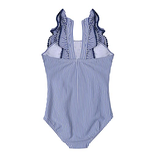 Lizens Girls Swimsuit One Piece Swimwear Ruffle Beach Bathing Suit (6-7T, Blue) #TOP1