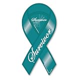 Magnet America Ovarian Cancer Survivor 2-in-1 Ribbon Magnet is 8" x 3.875" Made for Vehicles and Refrigerators