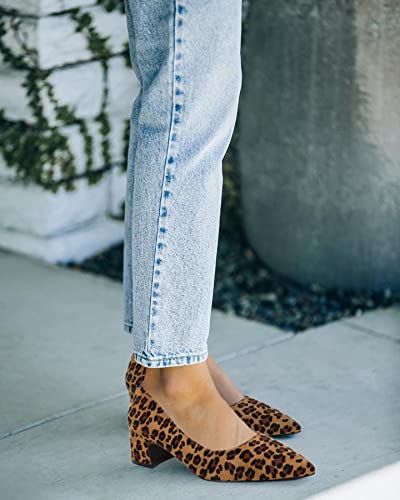 Govdaeor Womens Classic Pointed Toe Chunky Block Heel Pumps Casual Slip-On Low Heels Ladies Office Dress Shoes Leopard #TOP5