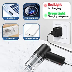 SHAYONAM 3IN1 Portable Car Vacuum Cleaner with Blower | USB Rechargeable Wireless Handheld Car Vacuum Cleaner Traveling,Portable,Rechargeable. - Image 4