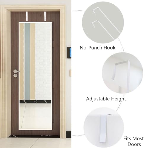 INCREWAY Over-The-Door Mirror Hanger Set, Adjustable Mirror Hanger with Protective Lining, 1.7'' Depth, White - Thumbnail 4