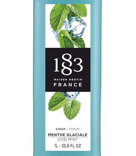 Image of 1883 Iced Mint Syrup for Drinks, Made in France, 1 Liter Glass Bottle