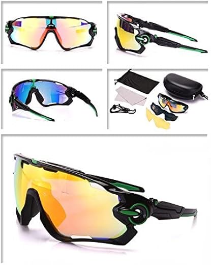UBERSWEET® black greenPolarized Cycling Sunglasses Outdoor Sports Road Bicycle Bike Glasses TR90 Goggles Eyewear 3 Lens Oc...
