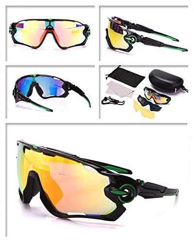 UBERSWEET® black greenPolarized Cycling Sunglasses Outdoor Sports Road Bicycle Bike Glasses TR90 Goggles Eyewear 3 Lens Oc...
